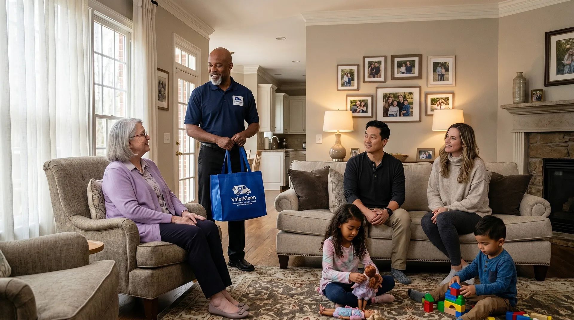Happy family enjoying free time with ValetKleen laundry service